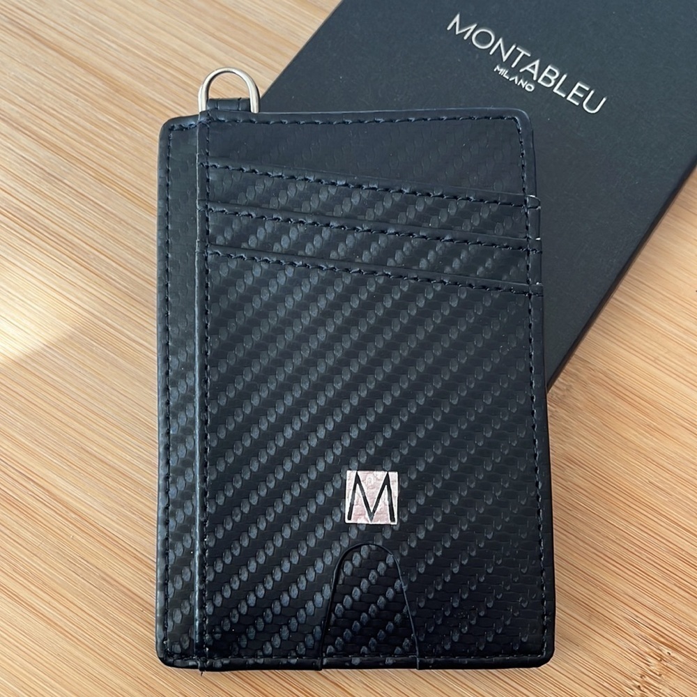 Brand New Montableu Handcrafted Card Holder Slim Front Pocket Wallet Black